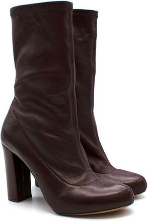 Chlo&eacute; burgundy stretch-leather heeled boots Size 38