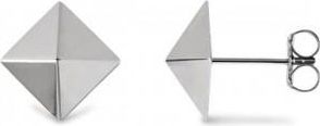 Allurez 3 Dimensional Pyramid Stud Earrings in Solid 14k White Gold