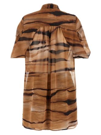 Elisabetta Franchi Tiger-Print Removable Chiffon Dress - Tan