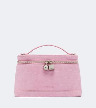 Jacquemus Petit Vanity croc-effect suede vanity bag