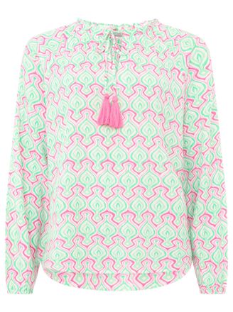 Zwillingsherz Schlupfbluse ZWILLINGSHERZ Grafik Print, Damen, Gr. L/XL (L/XL), gr&uuml;n (mint), Obermaterial: 100% Viskose, gemustert, loose fit h&uuml;ftlang, Rundhals, Blu