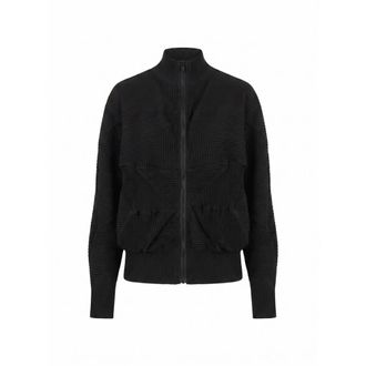 Meimeij Bomber Jackets, female, Black, Size: S/M Pleated Bomber Jacket