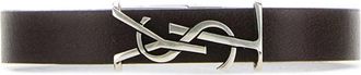 Saint Laurent Dark Brown Leather Cassandre Bracelet