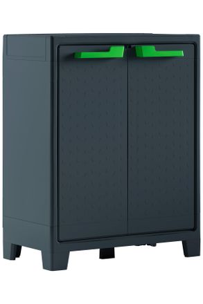 Keter Geräteschrank, Anthrazit, Grau, Grün, Kunststoff, 2 Fächer, 80x100x44 cm, Freizeit & Co, Heimwerken, Werkstatteinrichtung