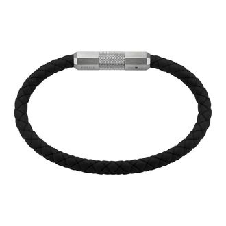 Fossil Armband met machinegeprofileerde textuur - Heren - Armbanden - Grijs - ONE Size - Leer - Accessoires