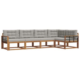 vidaXL Conjunto De Sof&aacute;s De Exterior 5 Pcs Natural Y Gris Claro Vidaxl