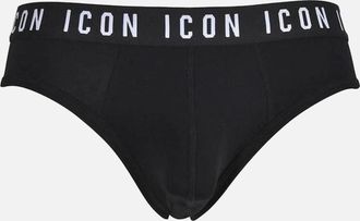 Dsquared2 Mens ICON Waistband Brief, Black/white - Black/Black - Size: 32/34/35