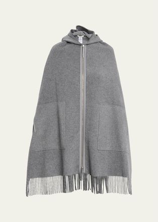 Lafayette 148 New York Fringed Double-Face Cashmere Hooded Poncho