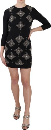 John Richmond Crystal Stretch Mini Shift Womens Dress