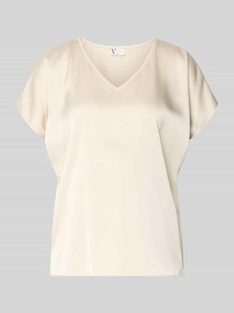 Vera Mont Blusenshirt aus Satin mit V-Ausschnitt in Hellgelb, Gr&ouml;&szlig;e 34