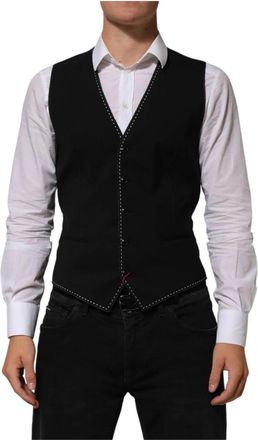 Dolce & Gabbana Wollen Gilet - Heren - Gillet - Zwart - M - Wol - Kostuums