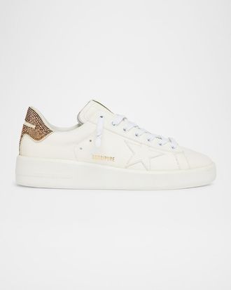 Golden Goose Purestar Embellished Leather Low-Top Sneakers