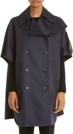 Max Mara Pernice Double Breasted Water Repellent Cotton Gabardine Cape in Ultramarine at Nordstrom, Size Small