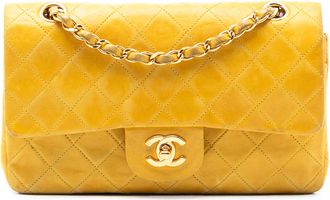 Chanel Pre-owned Womens Small Classic Lambskin Double Flap - Mustard Leather - One Size