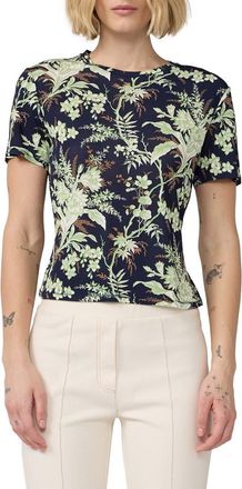 Diane Von F&uuml;rstenberg Botanical Short Sleeve Top in Avalon Maritime at Nordstrom, Size Xx-Small