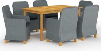 vidaXL Juego De Comedor Para Jard&iacute;n De 7 Piezas Gris Claro Vidaxl