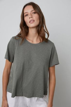 Velvet Lula Crop Tee In Basil