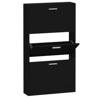 vidaXL Mueble Zapatero Madera Contrachapada Negro 59x17x108 Cm Vidaxl