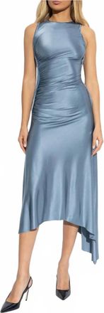 Victoria Beckham Twist Midi Dress In Stone