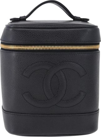 Chanel Vintage Timeless Vanity Case Caviar Black Calfskin Handbag (Pre-Owned)