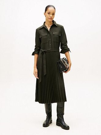 Tommy Hilfiger Pleated Relaxed Midi Shirt Dress