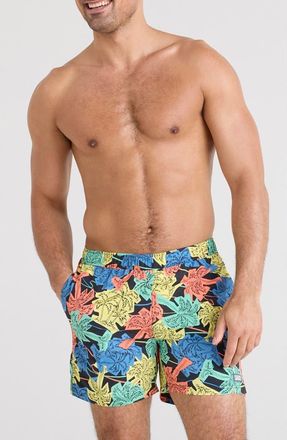 Saxx Go Coastal 2-in-1 Volley 5-Inch Board Shorts in Palm Fun Multi at Nordstrom Rack, Size Xx-Large