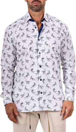 Maceoo Fibonacci Marthyr 0316 Contemporary Fit Button-Up Shirt in White at Nordstrom, Size 5