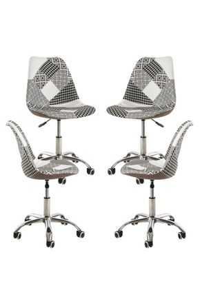 Regalos Miguel Regalos Miguel - Packs Sillas - Pack 4 Sillas Neo Patchwork - Patchwork Blanco Y Negro