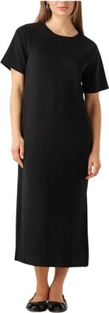 MY ESSENTIAL WARDROBE Kleedjes, Dames, Zwart, M, Zwarte R-Neck Lange Jurk