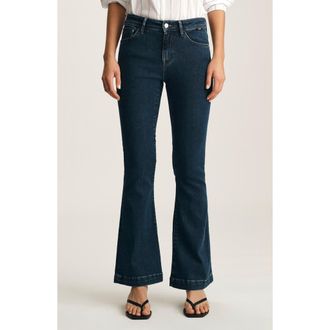 Mavi Sydney Mid Rise Flare Jeans in Dark Supersoft at Nordstrom, Size 24 X 34
