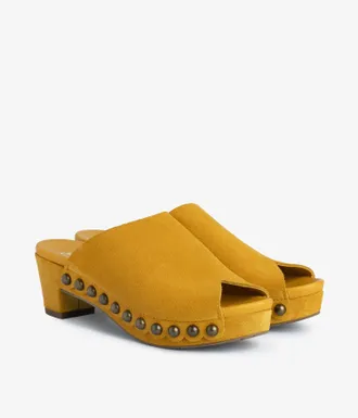 Pedro Garcia Clog in yellow suede with metallics studs | Nain | Spring Summer 26 | PEDRO GARCIA