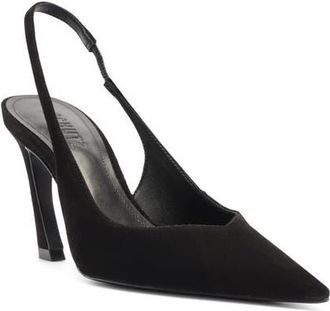 Schutz Lexi Pointed Toe Slingback Pump in Black Suede at Nordstrom, Size 10.5