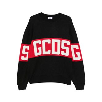 GCDS Gcds, Truien & Vesten, Heren, Zwart, L, Trui met ronde hals
