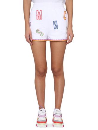 Moschino White Cotton Embroidered Shorts