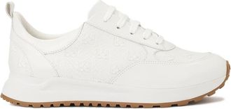 Kazar Witte monogram leren combinatie sneakers - Dames - Sneakers - Wit - 36 EU - Leer - Schoenen