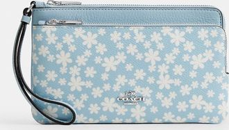 Coach Double Zip Wristlet With Floral Print