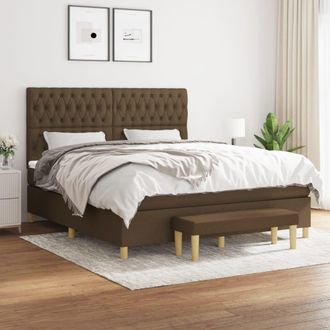vidaXL Vidaxl - Cama Box Spring Con Colch&oacute;n Tela Marr&oacute;n Oscuro 180x200 Cm