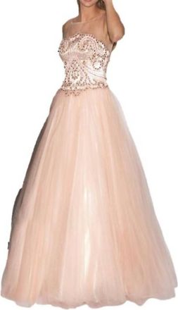 Jovani Sleeveless Sheer Panel Gown In Pink