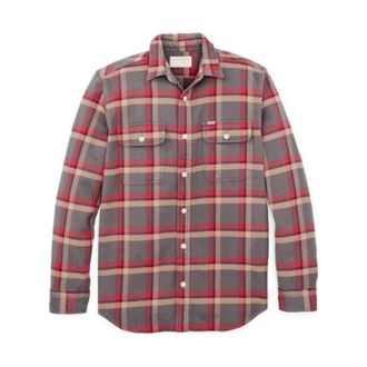 Filson Mens Vintage Flannel Work Shirt In Gray/red/multi Plaid