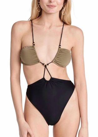 Vix Paula Harmony Solid One Piece Swimsuit In Olive Black