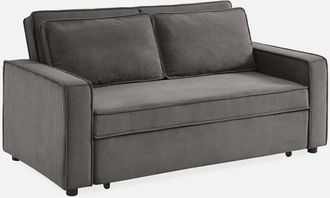 Sweeek Sweeek - Sofá cama de pana de 3 plazas, Chill, Gris, 172.5x91.5x88.5 cm