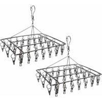 OEM Tendedero De Acero Inoxidable Para Calcetines Con 36 Pinzas Resistentes Para Colgar Ropa, Gancho Giratorio De 360&deg; Y Gancho A Prueba De Viento Para Ca