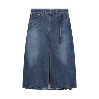 sacai Denim Skirts, female, Blue, Size: M Denim Skirt