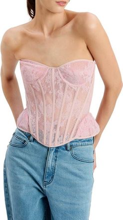 Bardot Cristo Strapless Lace Bustier in Lilac at Nordstrom, Size 2