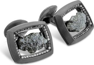 Tateossian diamond cufflinks - men - Diamond/18kt Black Gold - One Size
