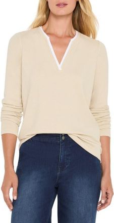 Nic+Zoe Cozy Double Layer Split Neck Top in Marzipan at Nordstrom, Size Xx-Large