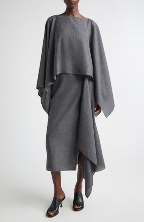 Michael Kors Layered Wool, Silk & Linen Caftan Dress in Derby Melange at Nordstrom, Size X-Small