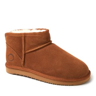 Dearfoams Womens Riverland Genuine Shearling Micro Bootie