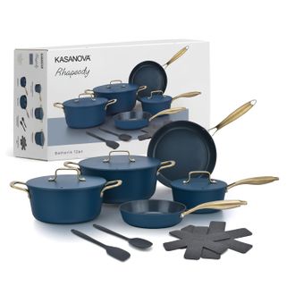 KASANOVA Batteria 12 pezzi antiaderente ceramico Rhapsody blu