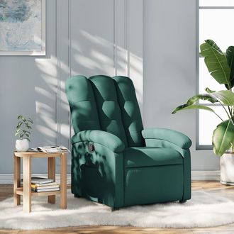 vidaXL Sill&oacute;n Reclinable De Tela Verde Oscuro Vidaxl